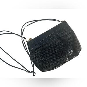 Vintage navy leather and metal purse